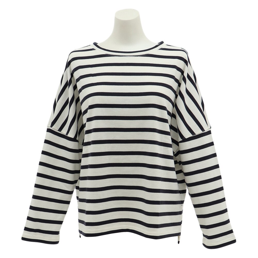 Tシャツ レディース 長袖 配色ボーダー 9712513-60NAV