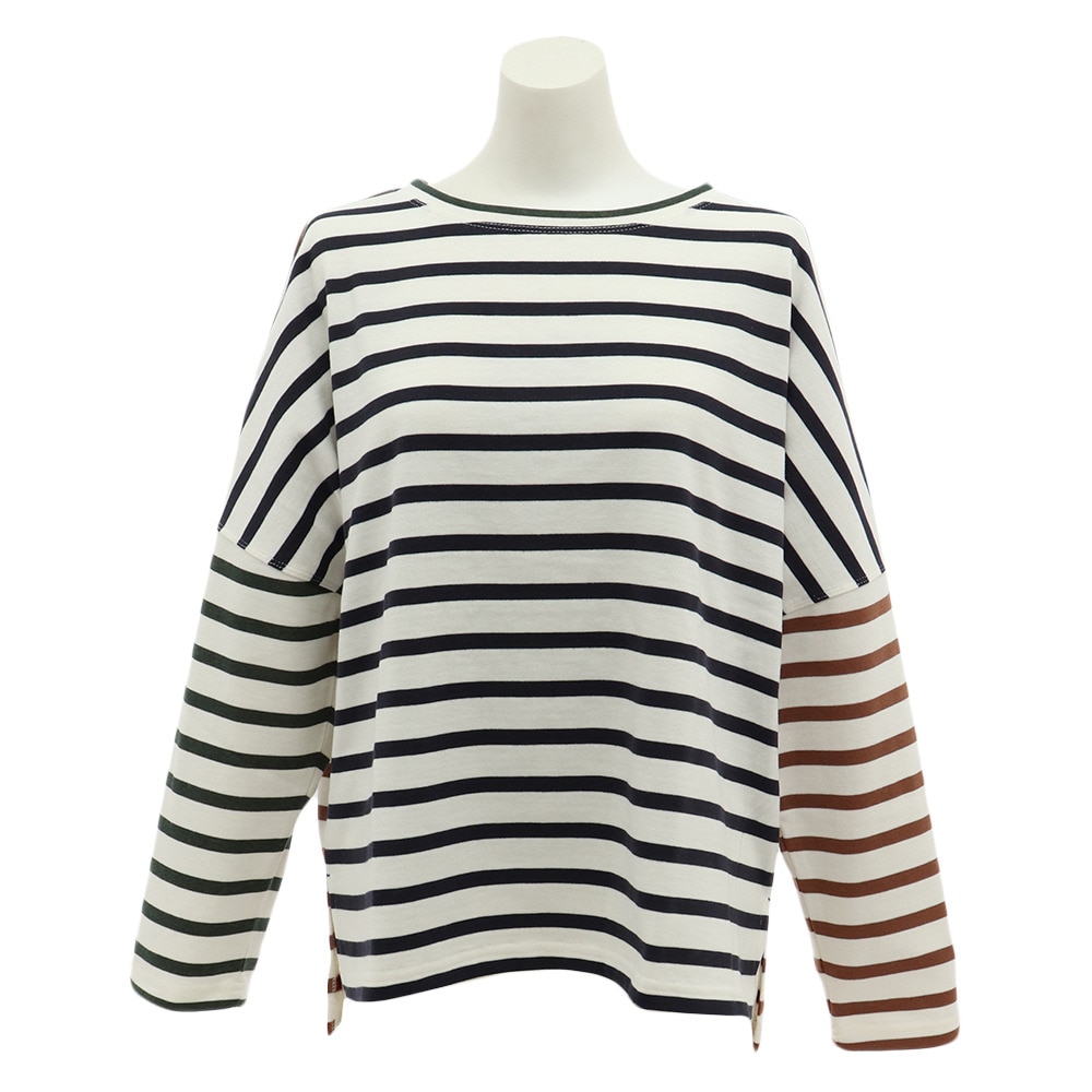 Tシャツ レディース 長袖 配色ボーダー 9712513-90A