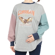 (レディース)長袖Tシャツ ロンT アメカジビッグタフループTシャツ 2237812L-110:MULTI-COL2 グレー マルチカラー 綿100