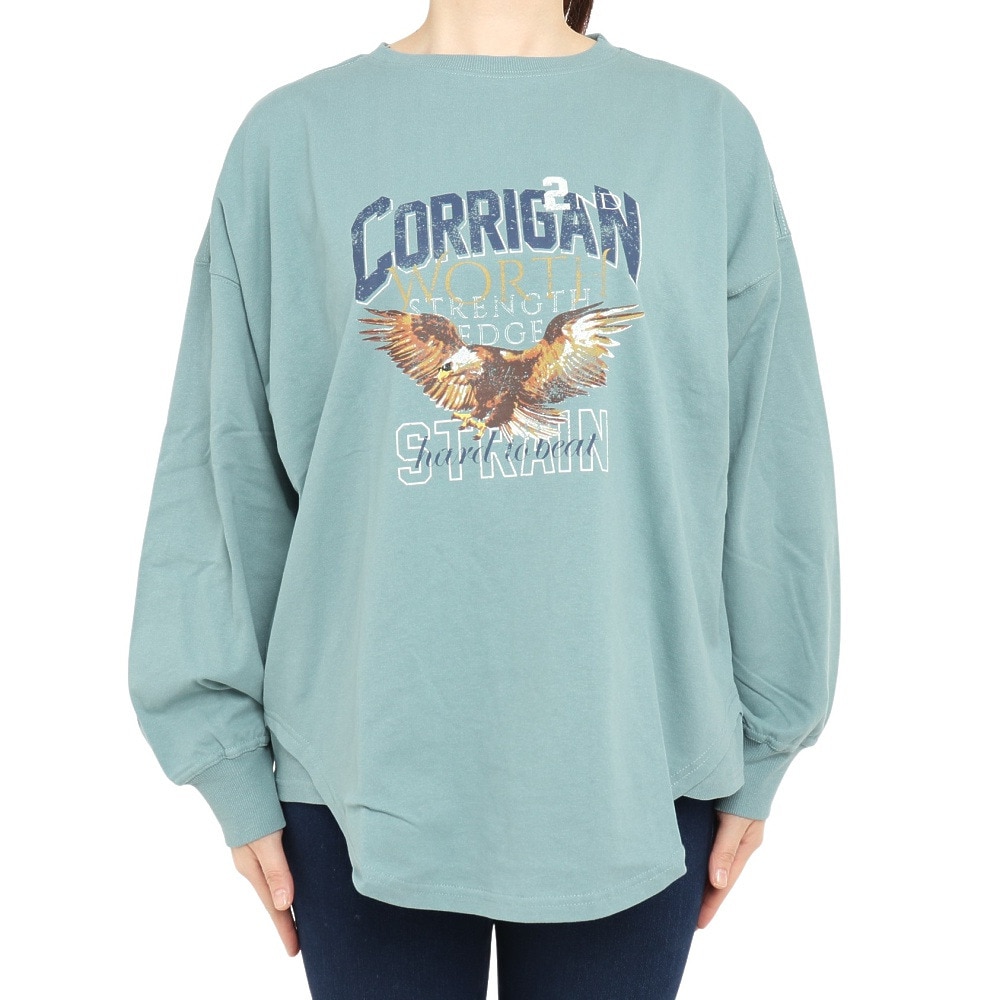 クリフメイヤー（KRIFF MAYER）（レディース）長袖Tシャツ ロンT アメカジビッグタフループTシャツ 2237812L-60:SAGE-GREEN グリーン 綿100