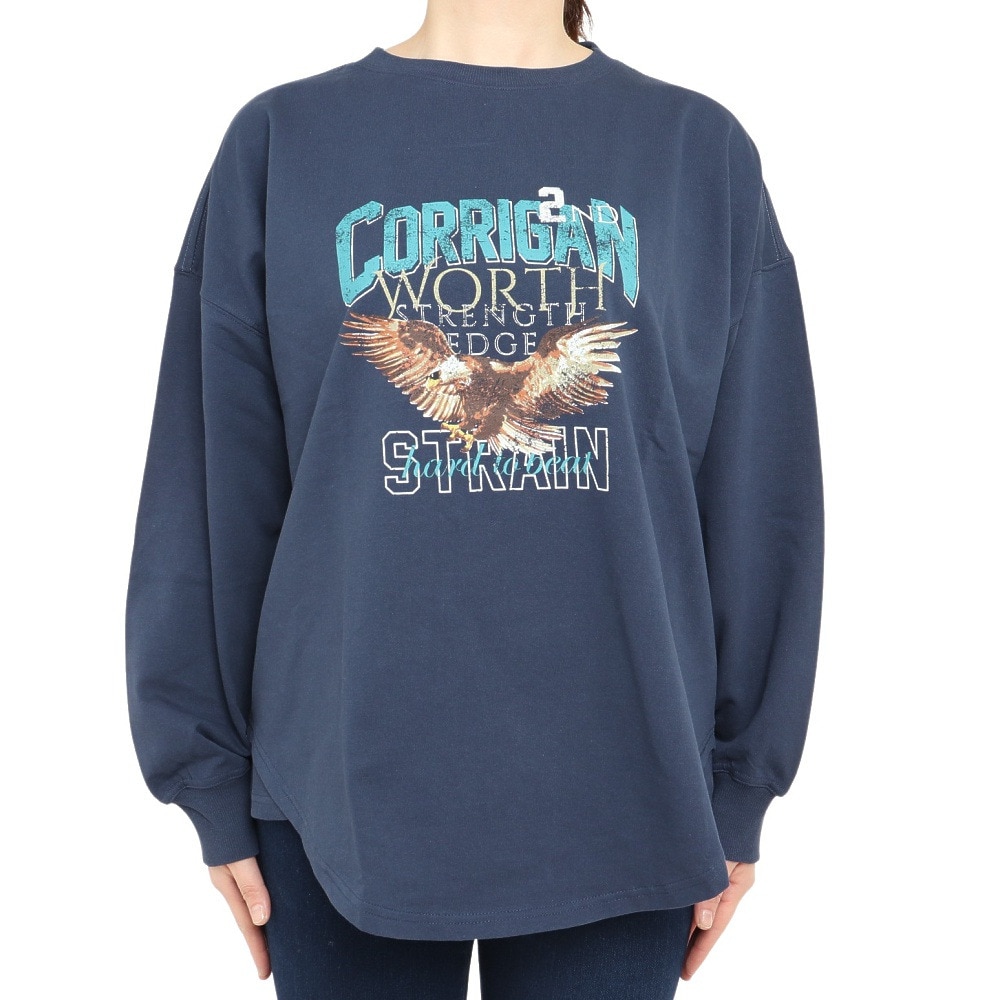 クリフメイヤー（KRIFF MAYER）（レディース）長袖Tシャツ ロンT アメカジビッグタフループTシャツ 2237812L-79:NAVY ネイビー 綿100