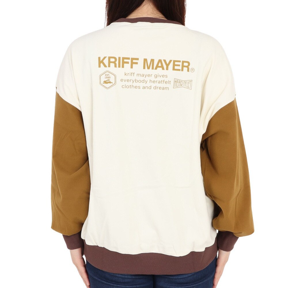 クリフメイヤー（KRIFF MAYER）（レディース）長袖Tシャツ ロンT もちのびクルーネック 2317817L-90:MULTI-COL アイボリー