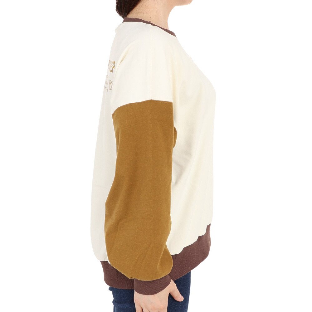 クリフメイヤー（KRIFF MAYER）（レディース）長袖Tシャツ ロンT もちのびクルーネック 2317817L-90:MULTI-COL アイボリー
