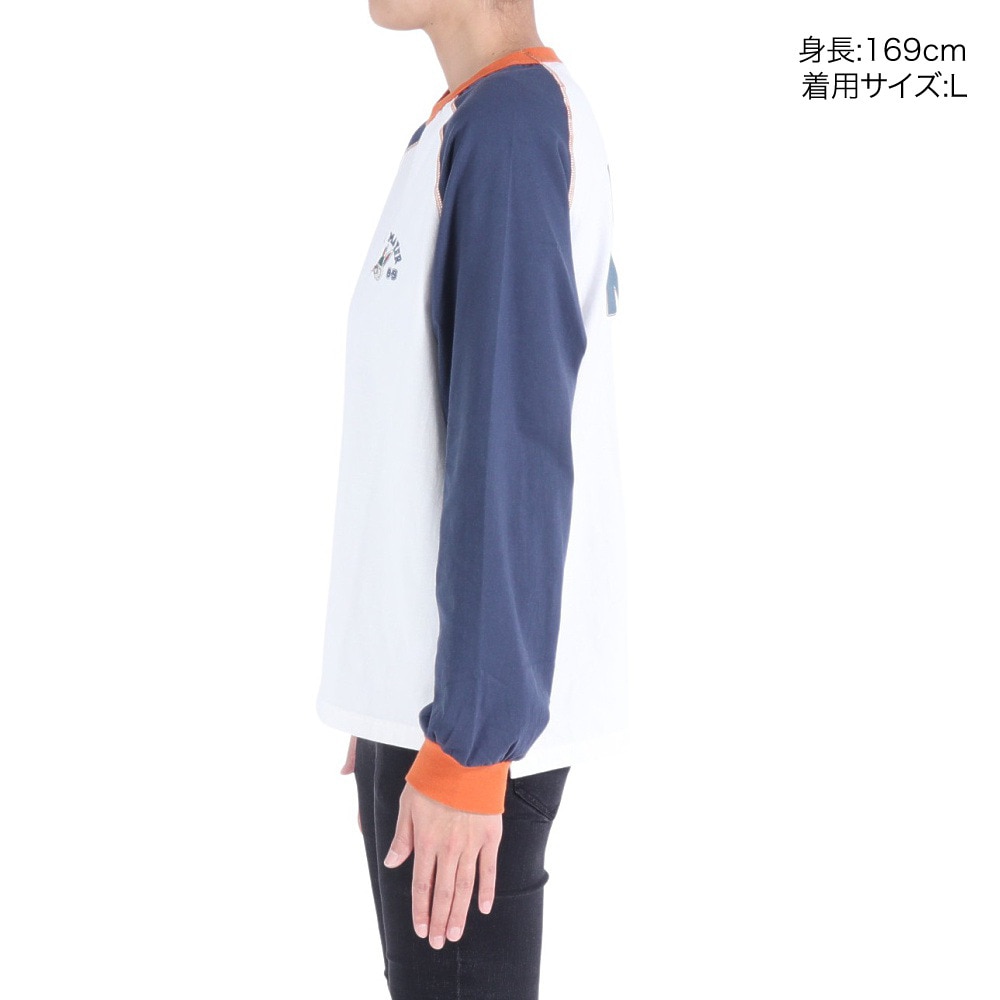 クリフメイヤー（KRIFF MAYER）（レディース）ロンT 長袖Tシャツ キャンプラビットロンT 2337821L-90:MULTI-COL ホワイト×ネイビー★★★