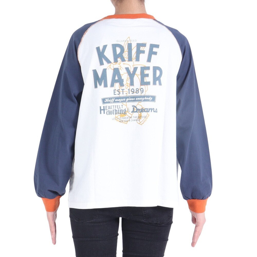 クリフメイヤー（KRIFF MAYER）（レディース）ロンT 長袖Tシャツ キャンプラビットロンT 2337821L-90:MULTI-COL ホワイト×ネイビー★★★