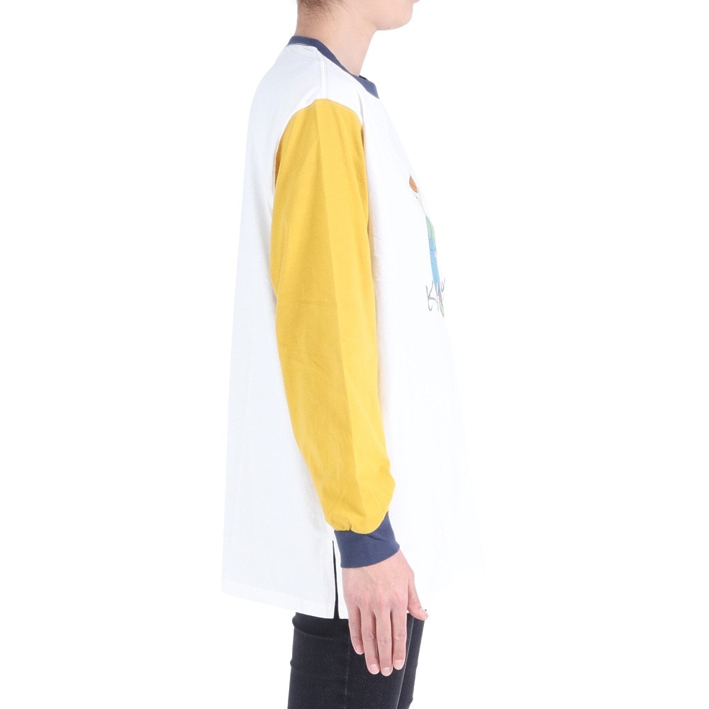 クリフメイヤー（KRIFF MAYER）（レディース）ロンT 長袖Tシャツ キャンプラビット チュニック 2337822L-90:MULTI-COL イエロー×グリーン