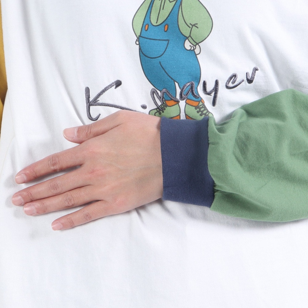 クリフメイヤー（KRIFF MAYER）（レディース）ロンT 長袖Tシャツ キャンプラビット チュニック 2337822L-90:MULTI-COL イエロー×グリーン