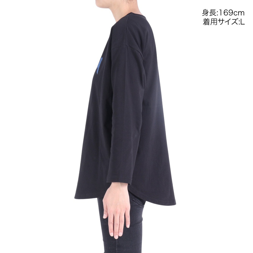 クリフメイヤー（KRIFF MAYER）（レディース）ロンT 長袖Tシャツ SNOOPY スヌーピー ゆるロンT 2337824L-19:BLACK ブラック
