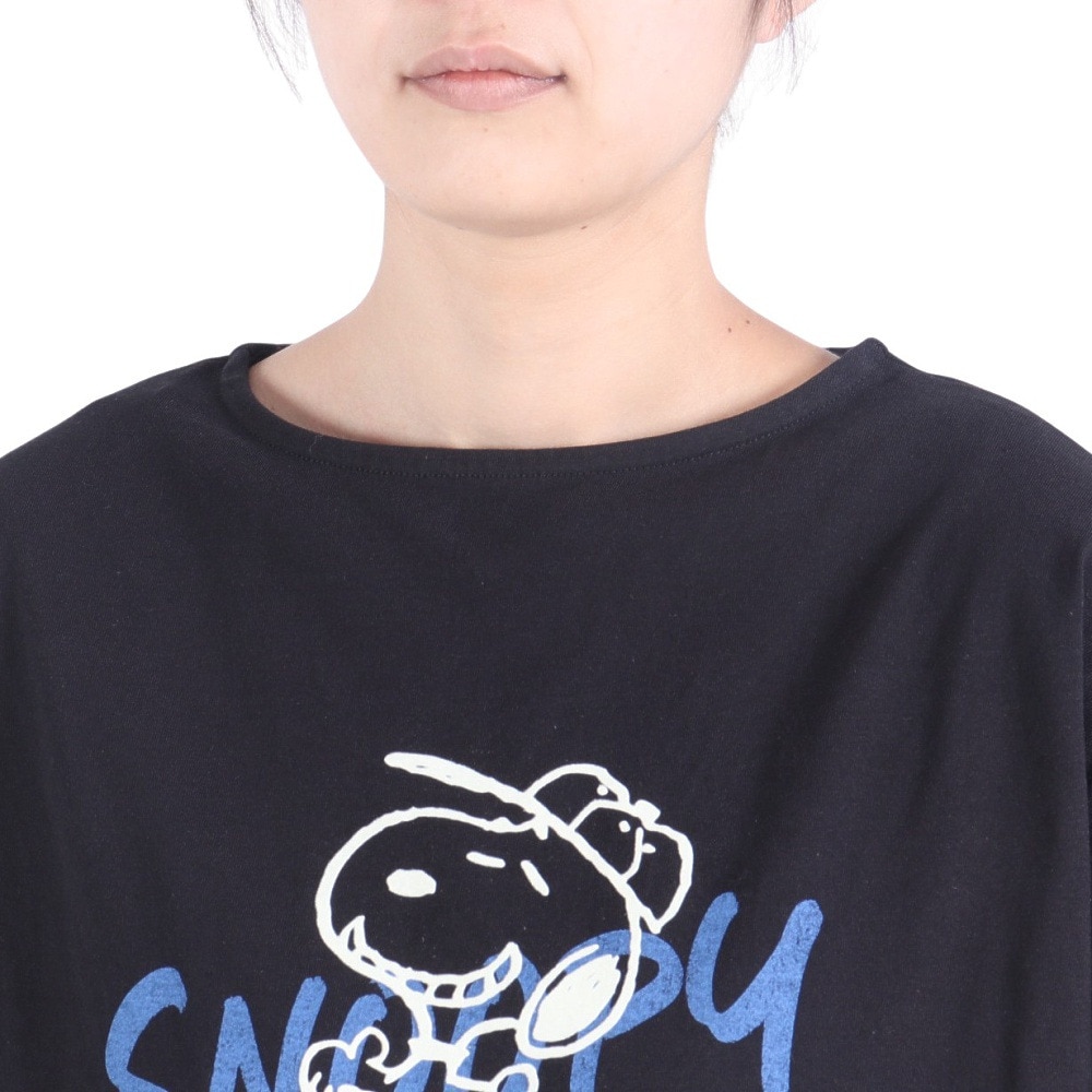 クリフメイヤー（KRIFF MAYER）（レディース）ロンT 長袖Tシャツ SNOOPY スヌーピー ゆるロンT 2337824L-19:BLACK ブラック