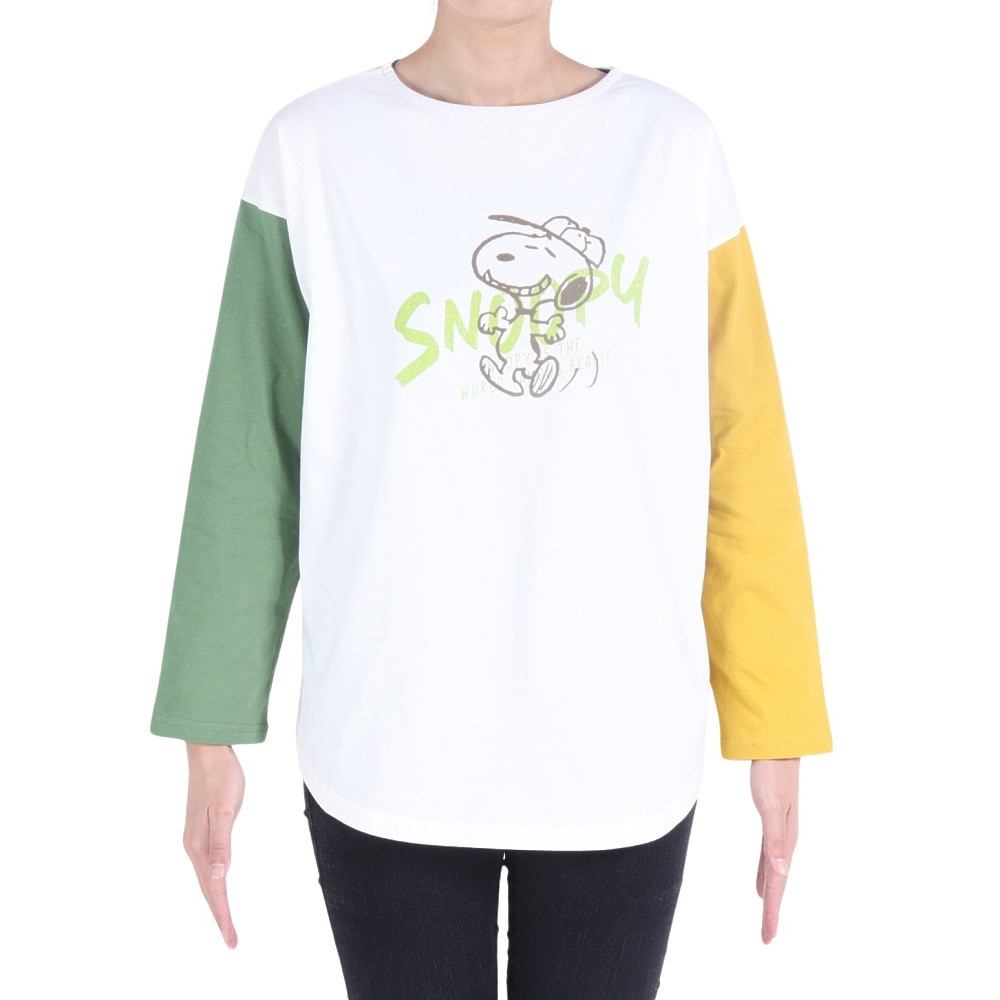 クリフメイヤー（KRIFF MAYER）（レディース）ロンT 長袖Tシャツ SNOOPY スヌーピー ゆるロンT 2337824L-90:MULTI-COL ホワイト