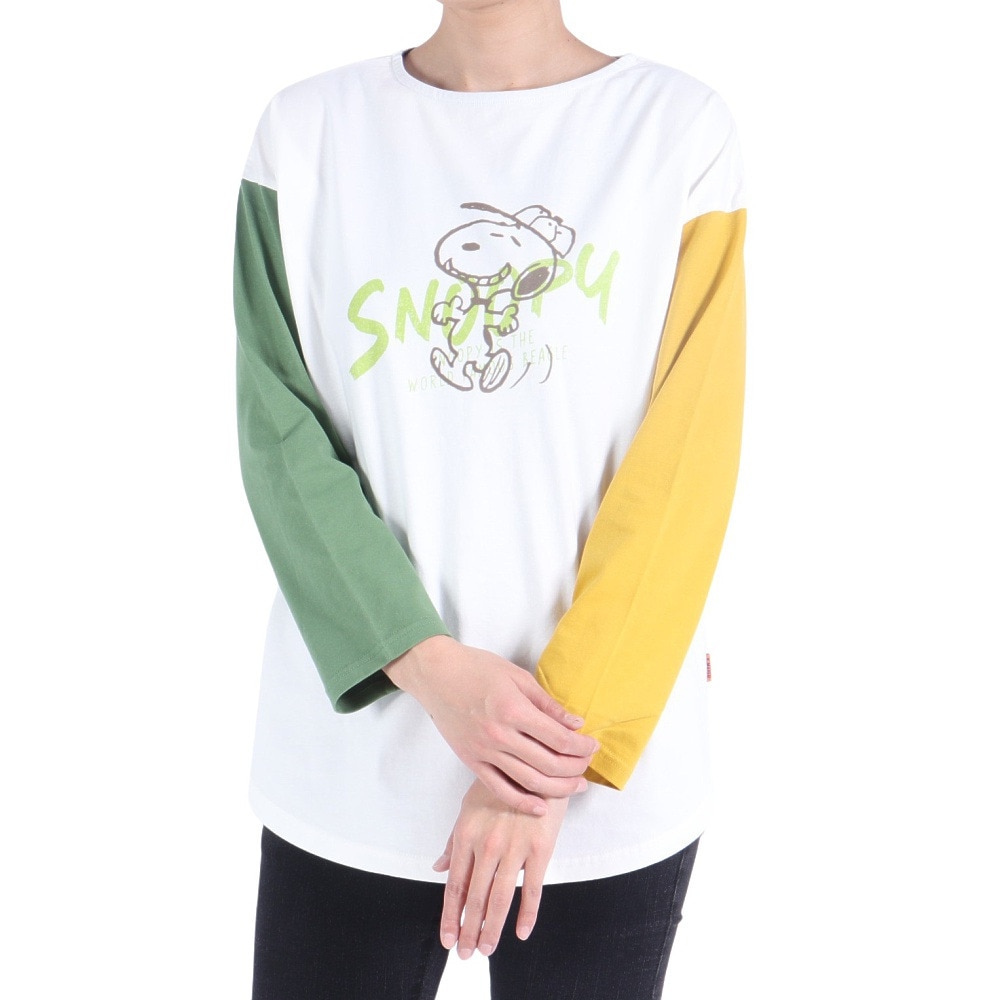 クリフメイヤー（KRIFF MAYER）（レディース）ロンT 長袖Tシャツ SNOOPY スヌーピー ゆるロンT 2337824L-90:MULTI-COL ホワイト