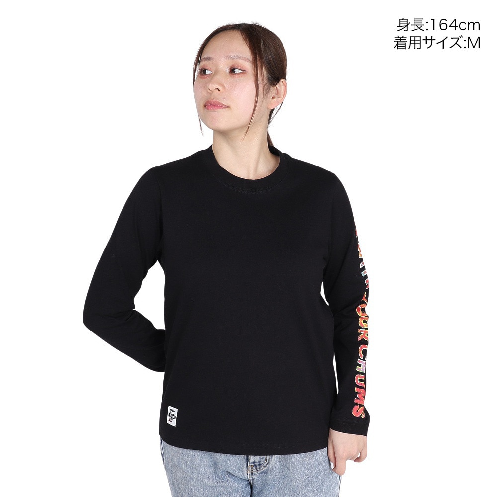 チャムス（CHUMS）（レディース）長袖Tシャツ ロンT アンチバグ BREAKFAST CH11-2506-K001 ブラック 綿100 虫よけ