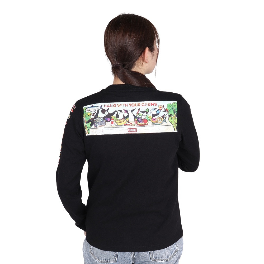 チャムス（CHUMS）（レディース）長袖Tシャツ ロンT アンチバグ BREAKFAST CH11-2506-K001 ブラック 綿100 虫よけ