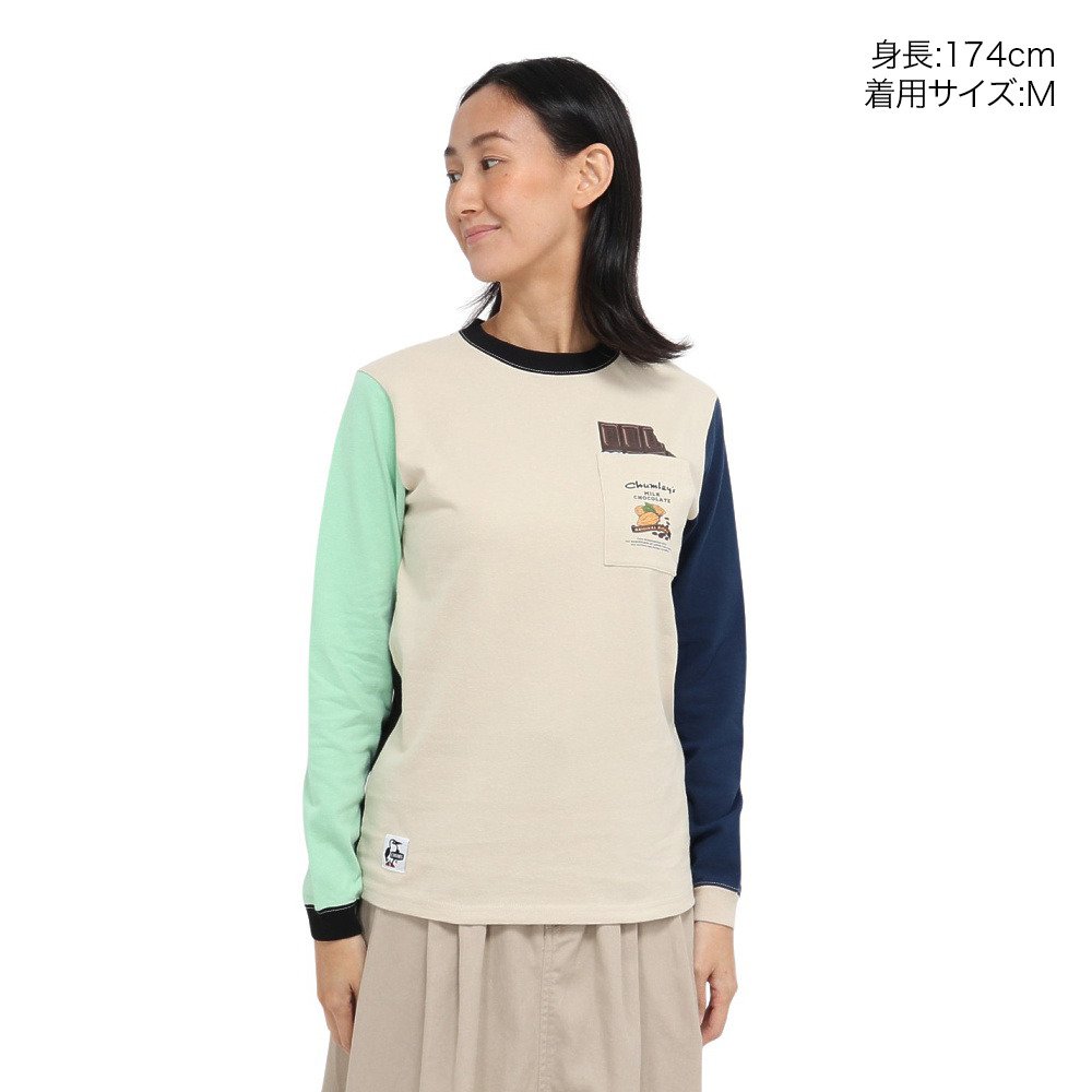 チャムス（CHUMS）（レディース）ホットチョコレート ポケット ブラッシュド ロングスリーブTシャツ CH11-2659-C110