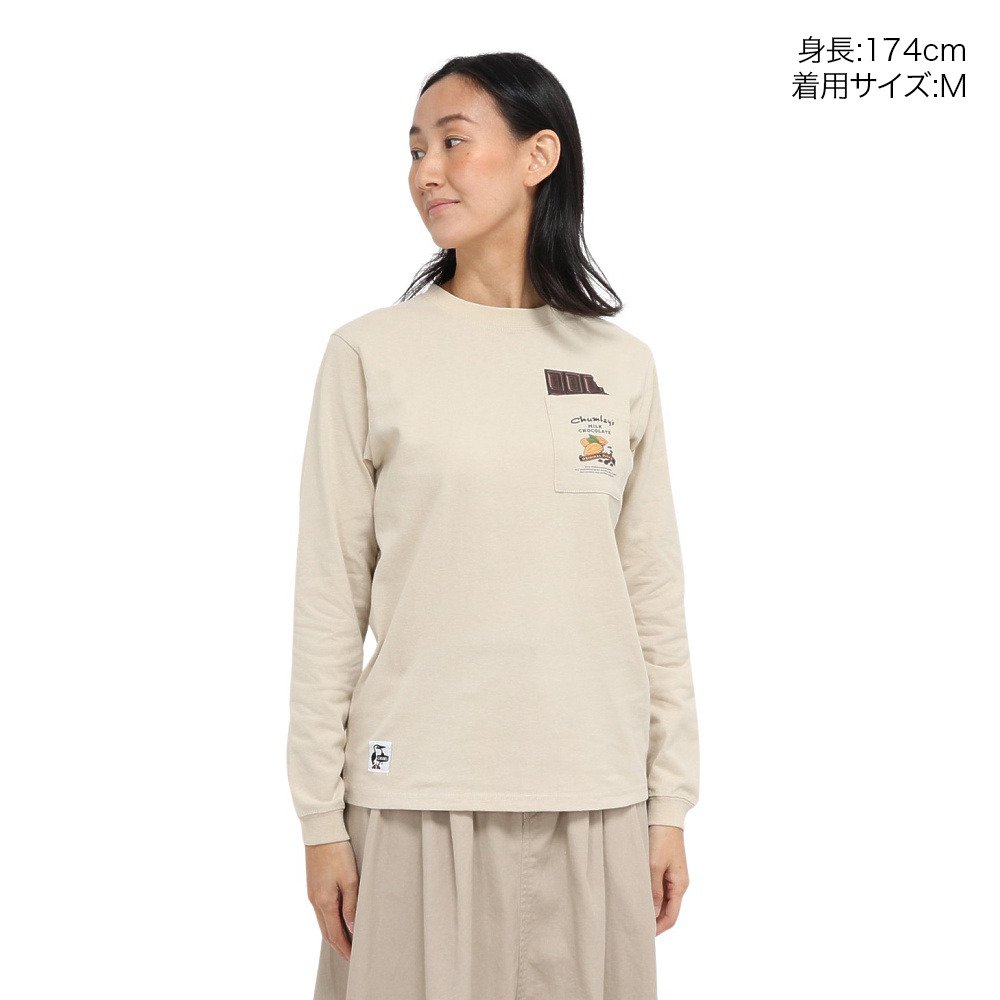 チャムス（CHUMS）（レディース）ホットチョコレート ポケット ブラッシュド ロングスリーブTシャツ CH11-2659-G057