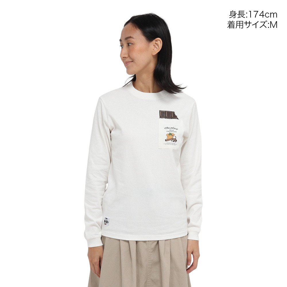 チャムス（CHUMS）（レディース）ホットチョコレート ポケット ブラッシュド ロングスリーブTシャツ CH11-2659-W001