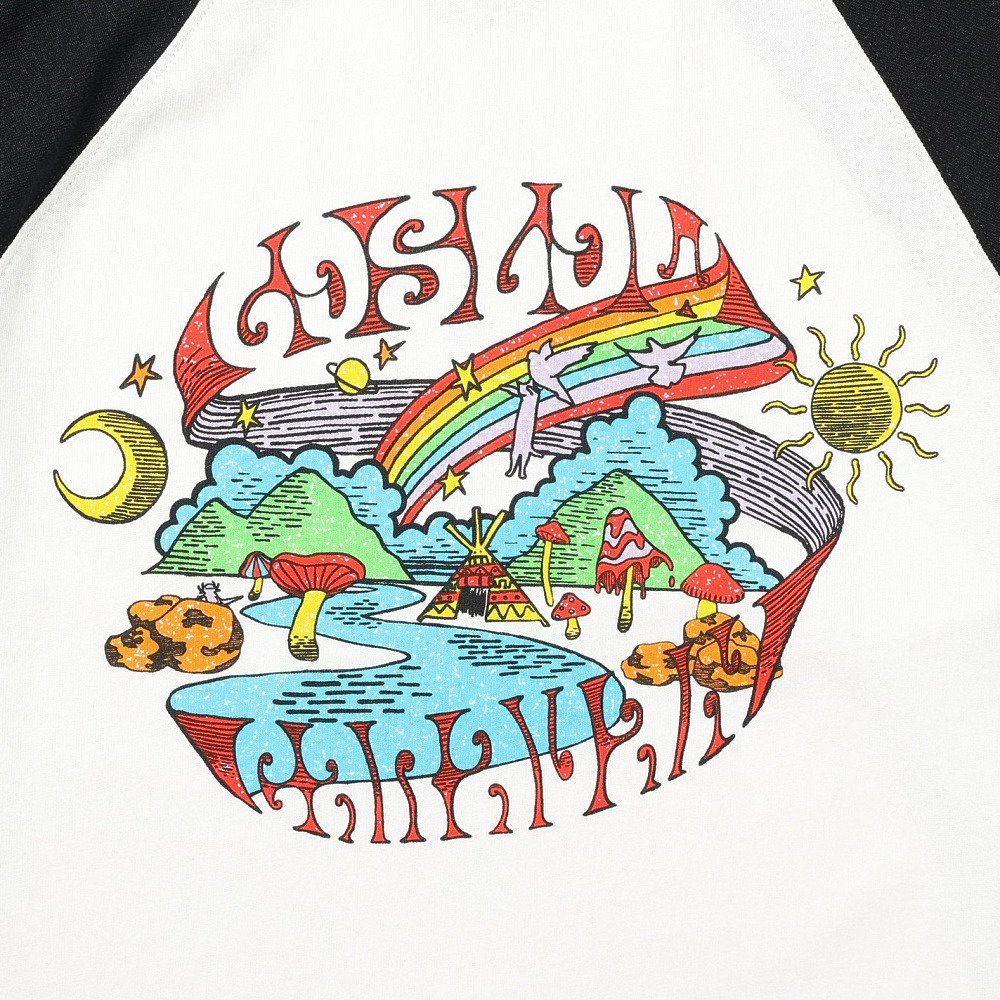 ゴースローキャラバン（GOSLOWCARAVAN）（レディース）USAコットン gscWORLD 8分袖 ベースボール Tシャツ 361906 BLK