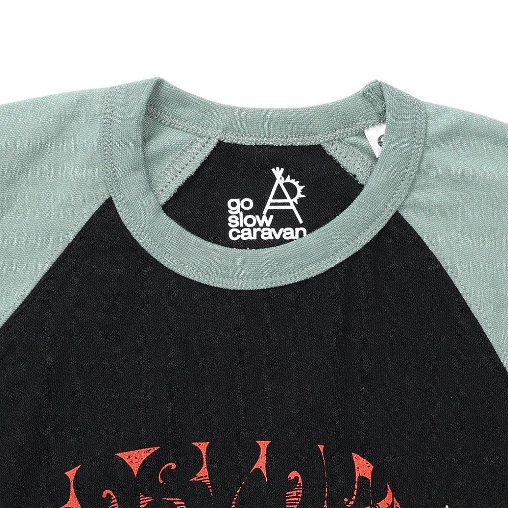 ゴースローキャラバン（GOSLOWCARAVAN）（レディース）USAコットン gscWORLD 8分袖 ベースボール Tシャツ 361906 GRN