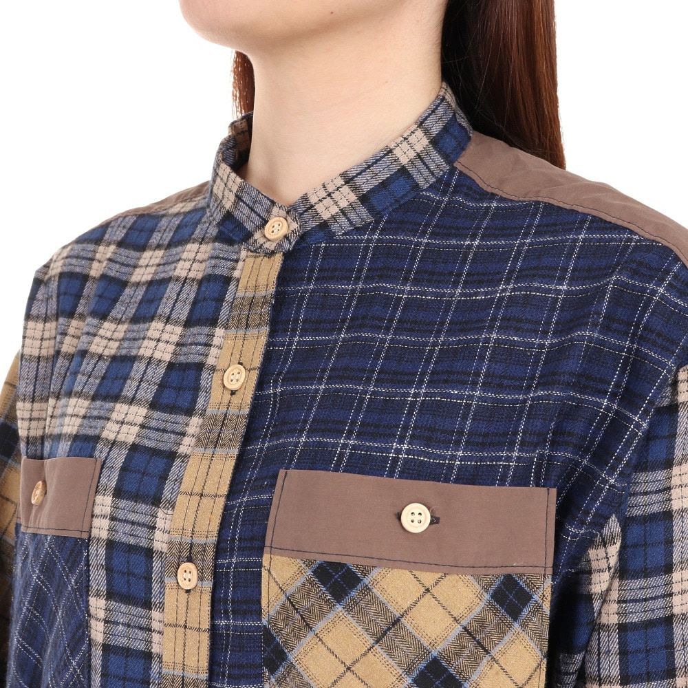 クリフメイヤー（KRIFF MAYER）（レディース）カジュアルシャツ 長袖 マルチチェックシャツ 2315804L-79:NAVY ネイビー×イエロー