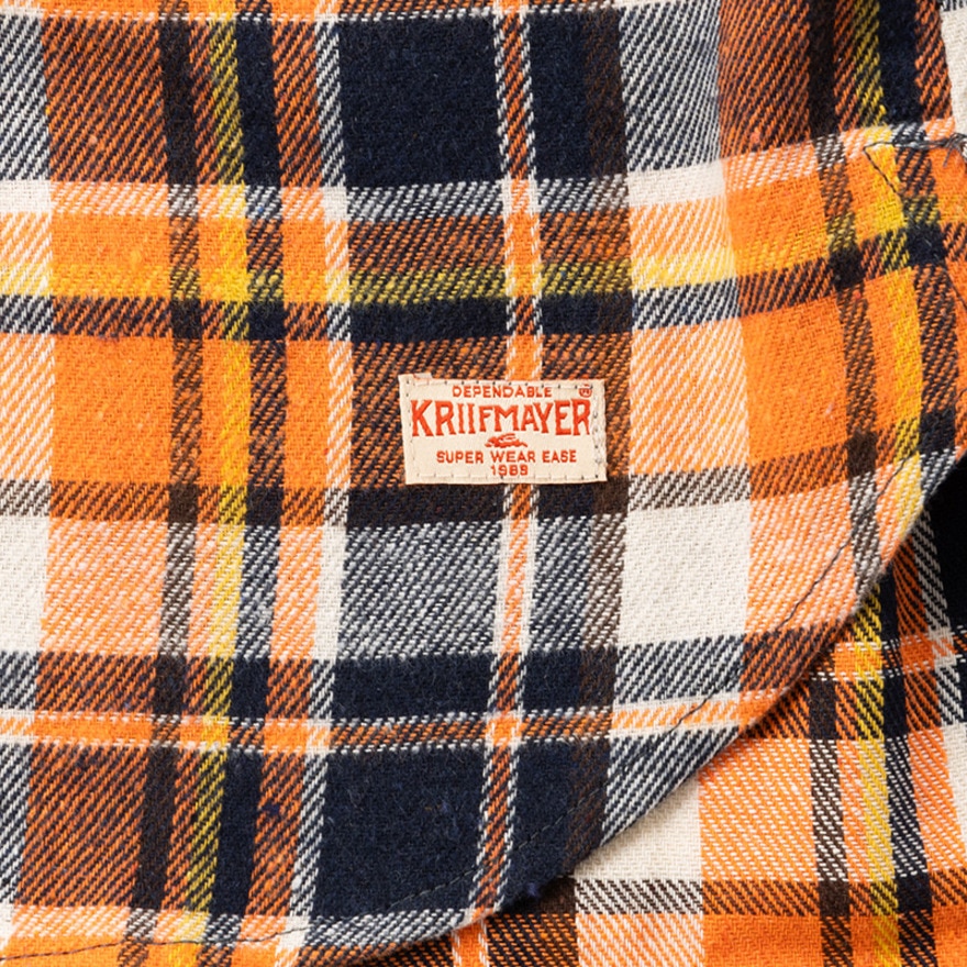 クリフメイヤー（KRIFF MAYER）（レディース）ノーカラー マルチチェックシャツ 2415800L:45:ORANGE