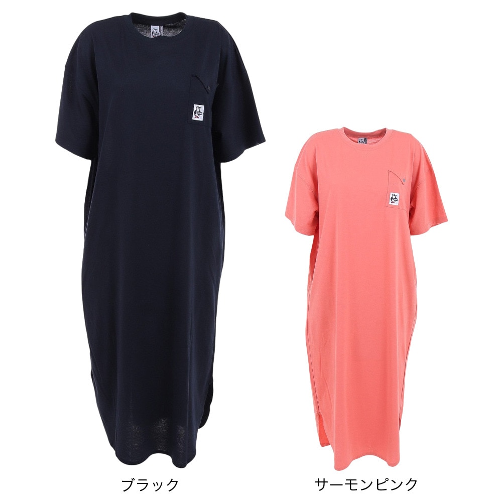 チャムス（CHUMS）（レディース）ワンピース 半袖 フレイムリターダントラウンドヘムドレス CH18-1246-R078 サーモンピンク