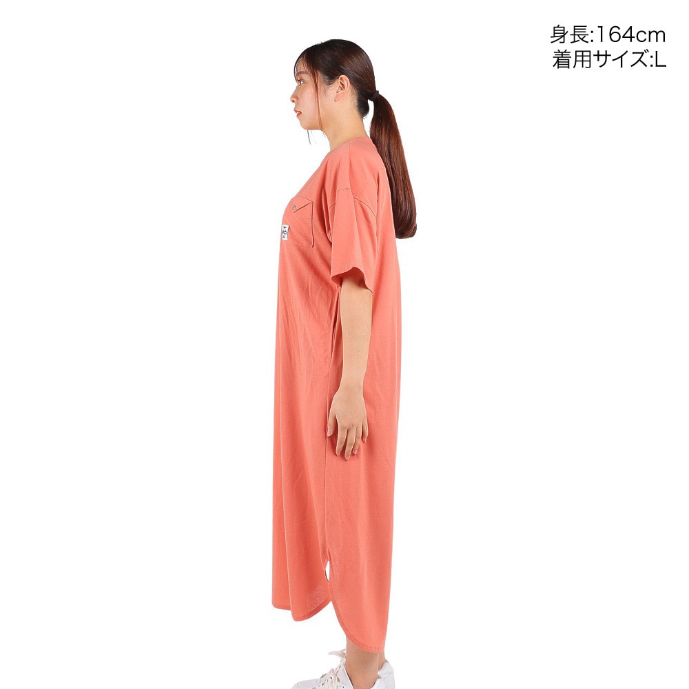 チャムス（CHUMS）（レディース）ワンピース 半袖 フレイムリターダントラウンドヘムドレス CH18-1246-R078 サーモンピンク