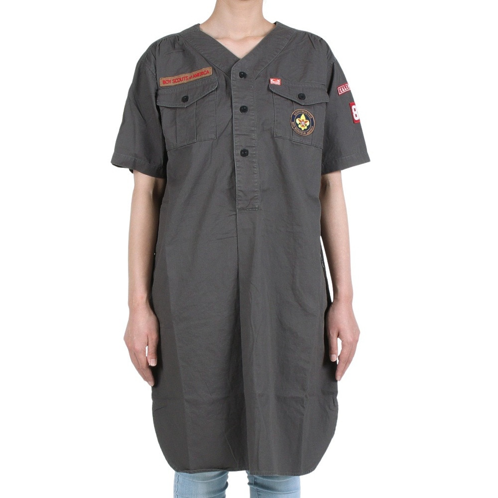 クリフメイヤー（KRIFF MAYER）（レディース）ワンピース 半袖 ボーイスカウト シャツワンピ 2244004L-17:CHARCOAL チャコールグレー
