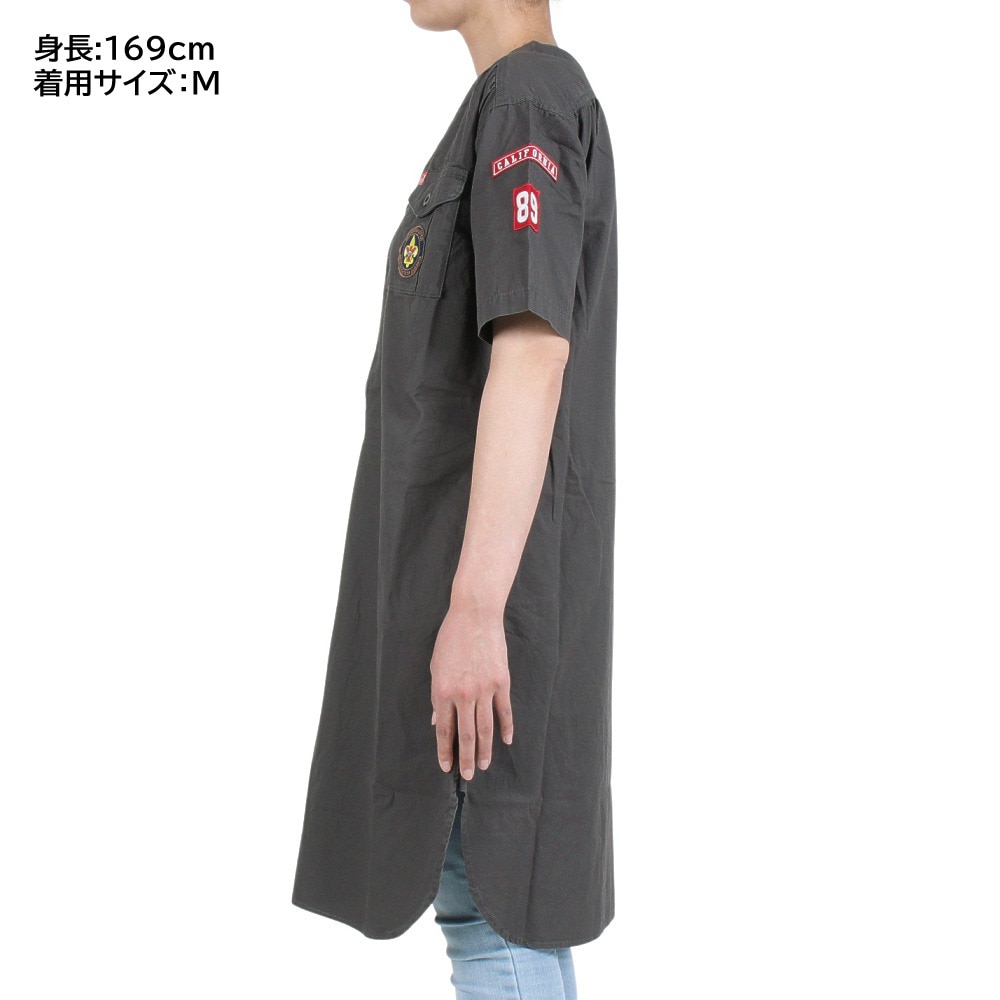クリフメイヤー（KRIFF MAYER）（レディース）ワンピース 半袖 ボーイスカウト シャツワンピ 2244004L-17:CHARCOAL チャコールグレー