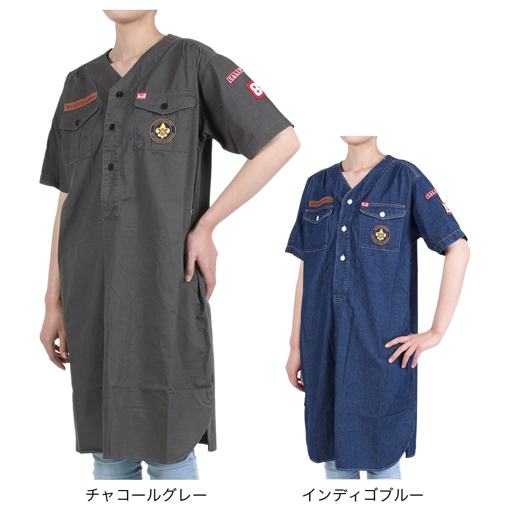 クリフメイヤー（KRIFF MAYER）（レディース）ワンピース 半袖 ボーイスカウト シャツワンピ 2244004L-17:CHARCOAL チャコールグレー