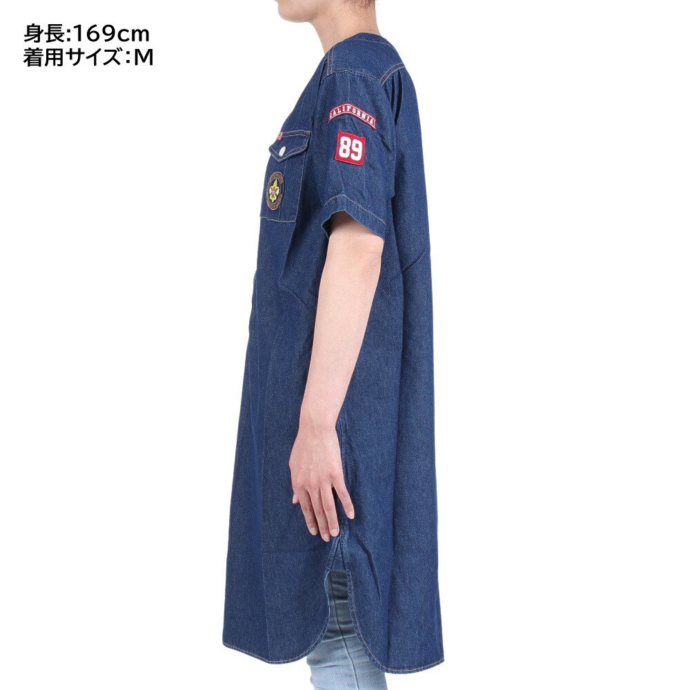 クリフメイヤー（KRIFF MAYER）（レディース）ワンピース 半袖 ボーイスカウト シャツワンピ 2244004L-72:D/BLUE インディゴブルー
