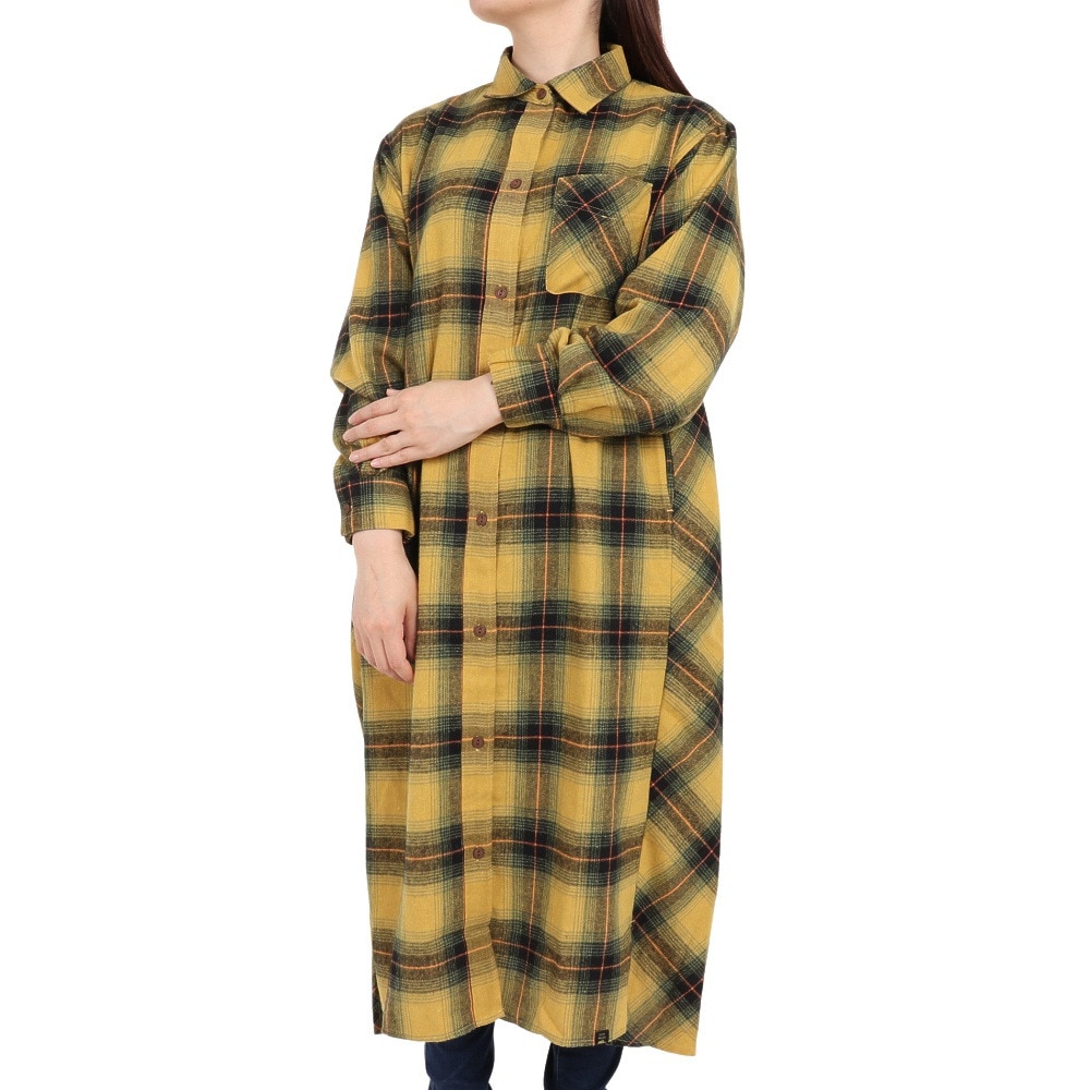 クリフメイヤー（KRIFF MAYER）（レディース）ワンピース 長袖 ビエラシャツワンピース 2315803L-55:YELLOW イエロー