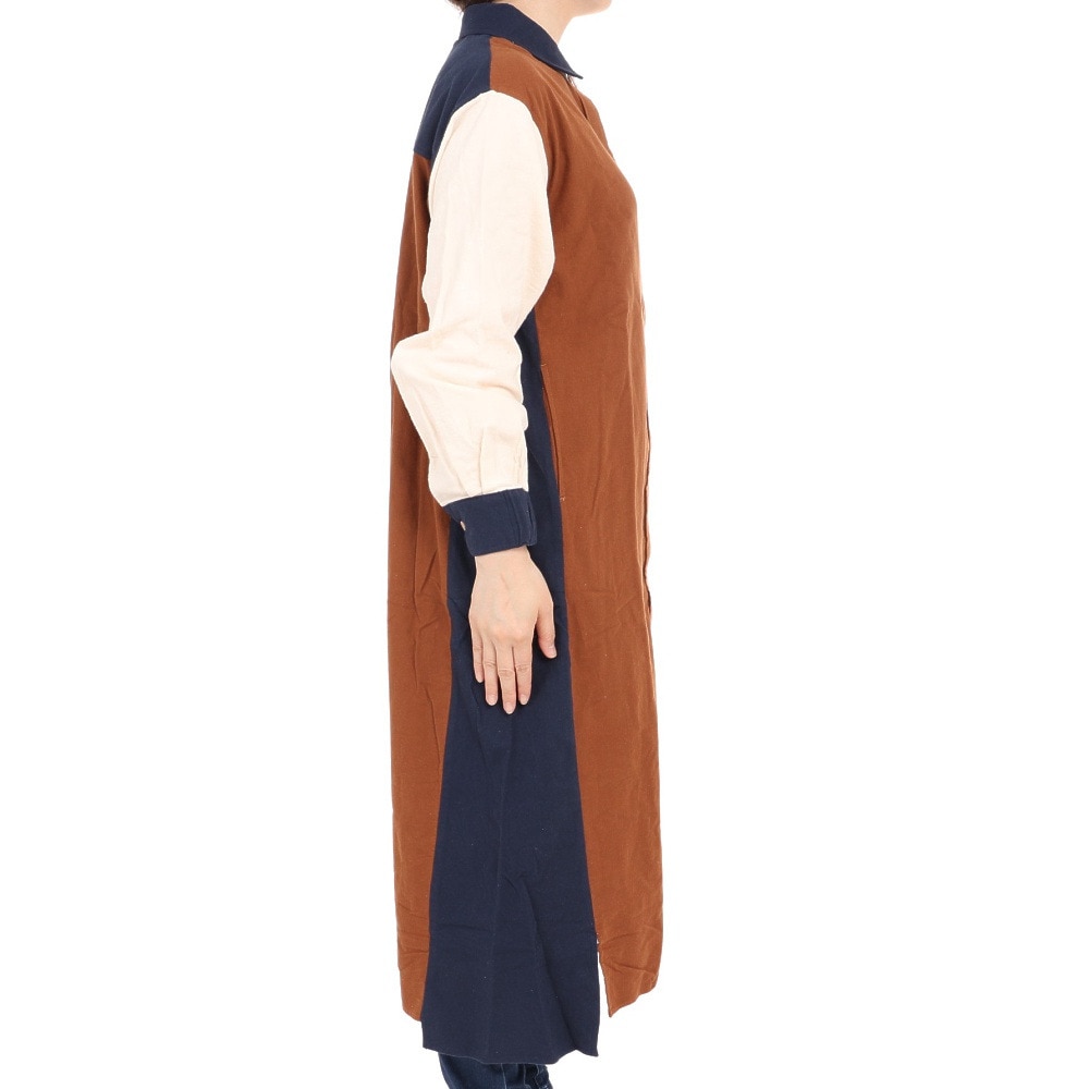 クリフメイヤー（KRIFF MAYER）（レディース）ワンピース 長袖 ビエラシャツワンピース 2315803L-90:MULTI-COL ブラウン×ネイビー