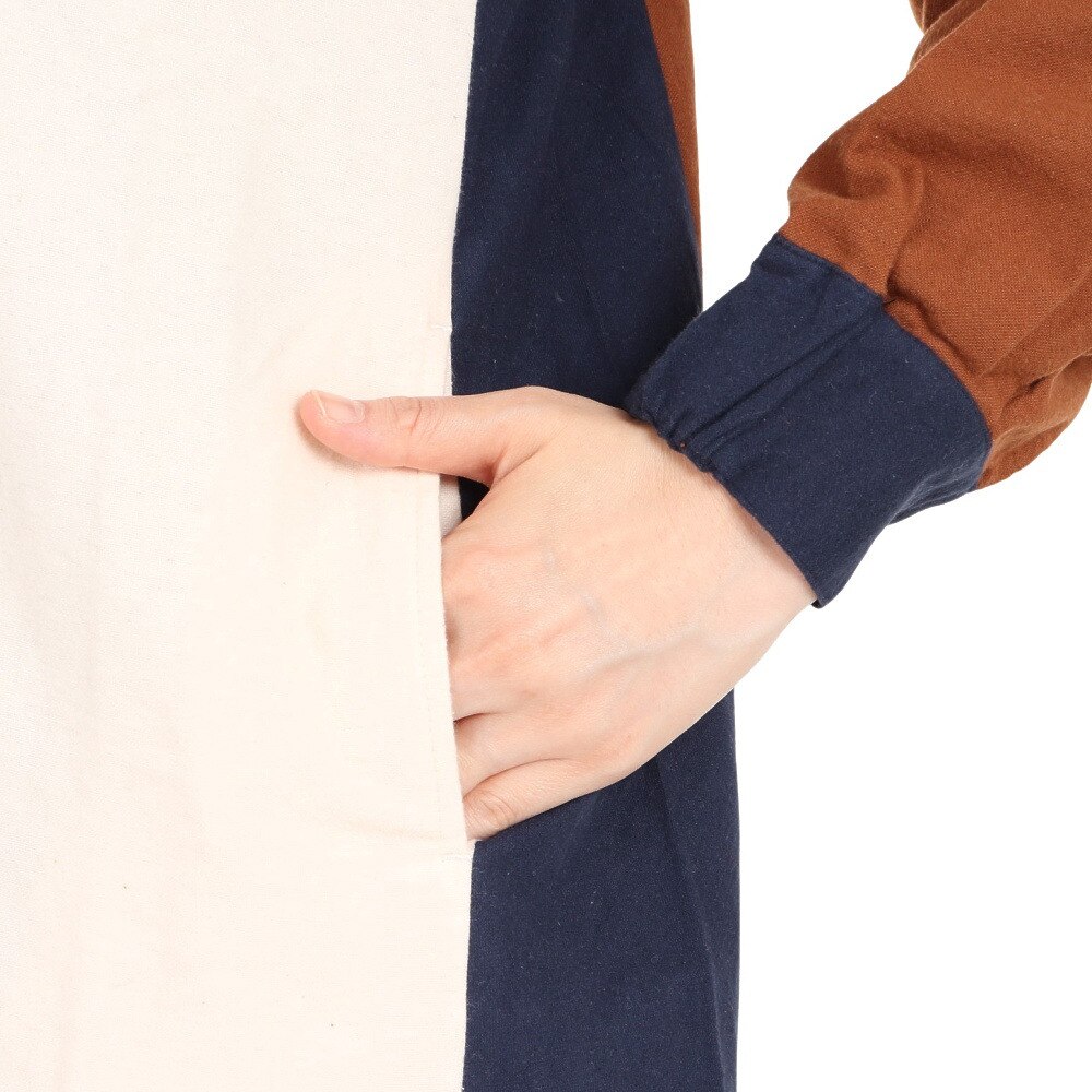 クリフメイヤー（KRIFF MAYER）（レディース）ワンピース 長袖 ビエラシャツワンピース 2315803L-90:MULTI-COL ブラウン×ネイビー