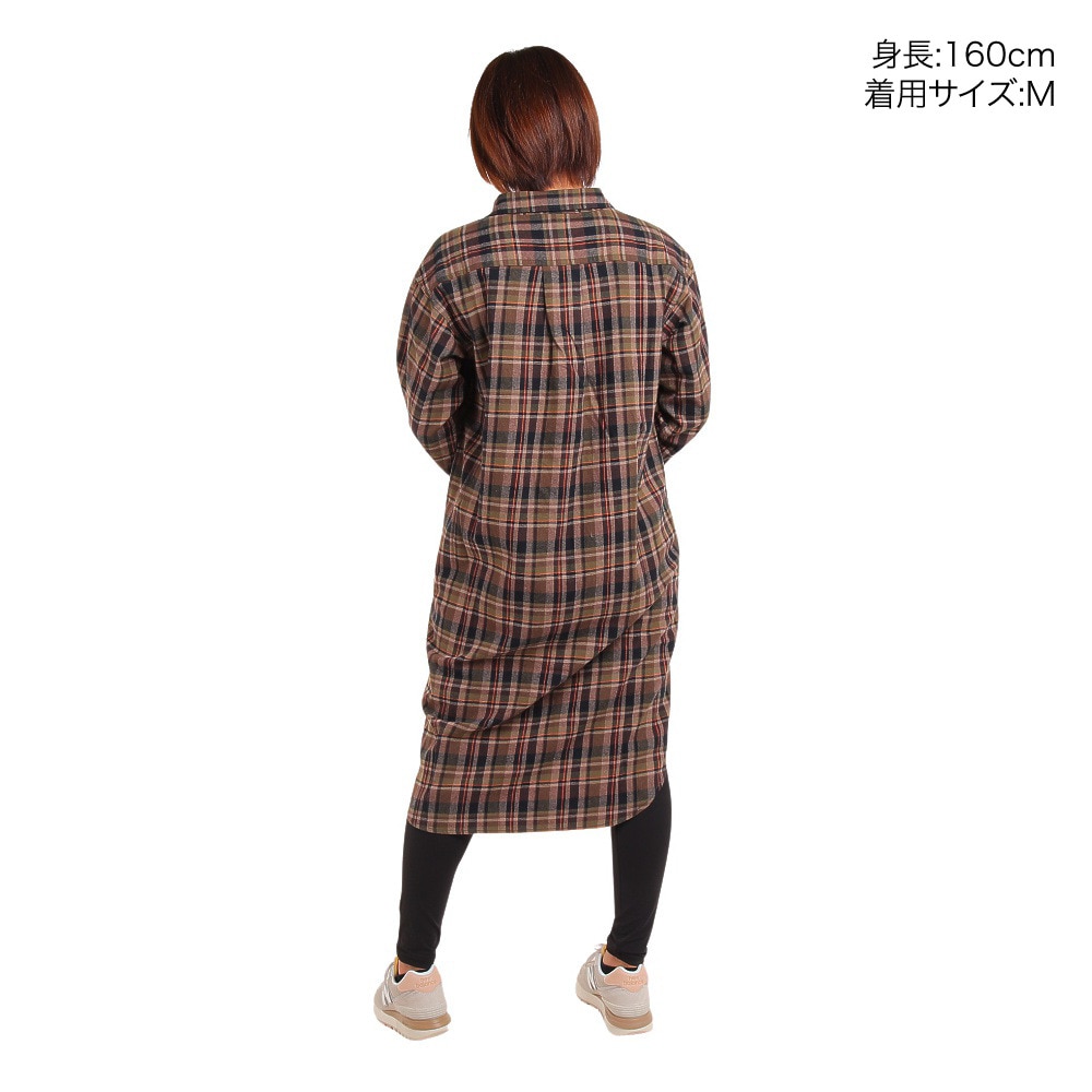 チャムス（CHUMS）（レディース）ワンピース 長袖 ネルワンピース CH18-1278-M001 グリーン