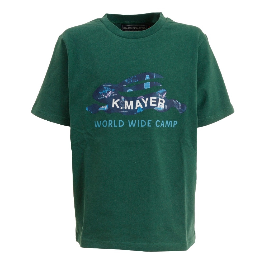 クリフメイヤー（KRIFF MAYER）（キッズ）抗菌ロゴ半袖Tシャツ ラビット 2147215K-65:GREEN