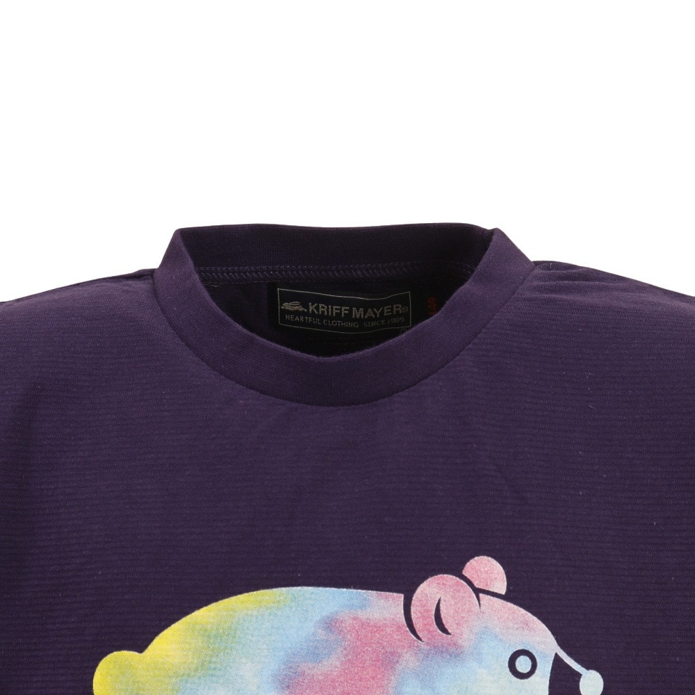 クリフメイヤー（KRIFF MAYER）（キッズ）波打ち天竺Tシャツ マーくんロゴ 2147825K-89:PURPLE