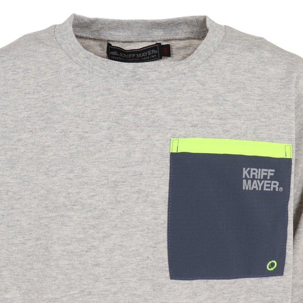 クリフメイヤー（KRIFF MAYER）（キッズ）長袖Tシャツ ロンT UVサラすべポケTシャツ 2237824K-15:GRAY グレー 春 トップス UVカット 120 130 140 150