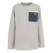 (キッズ)長袖Tシャツ ロンT UVサラすべポケTシャツ 2237824K-15:GRAY グレー 春 トップス UVカット 120 130 140 150