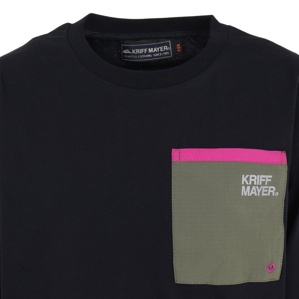 クリフメイヤー（KRIFF MAYER）（キッズ）長袖Tシャツ ロンT UVサラすべポケTシャツ 2237824K-79:NAVY ネイビー 春 トップス UVカット 120 130 140 150