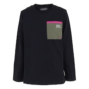 (キッズ)長袖Tシャツ ロンT UVサラすべポケTシャツ 2237824K-79:NAVY ネイビー 春 トップス UVカット 120 130 140 150