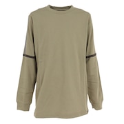 (キッズ)長袖Tシャツ ロンT シャリ天ラインロンTシャツ 2237830K-68:OLIVE オリーブ 春 トップス 120 130 140 150