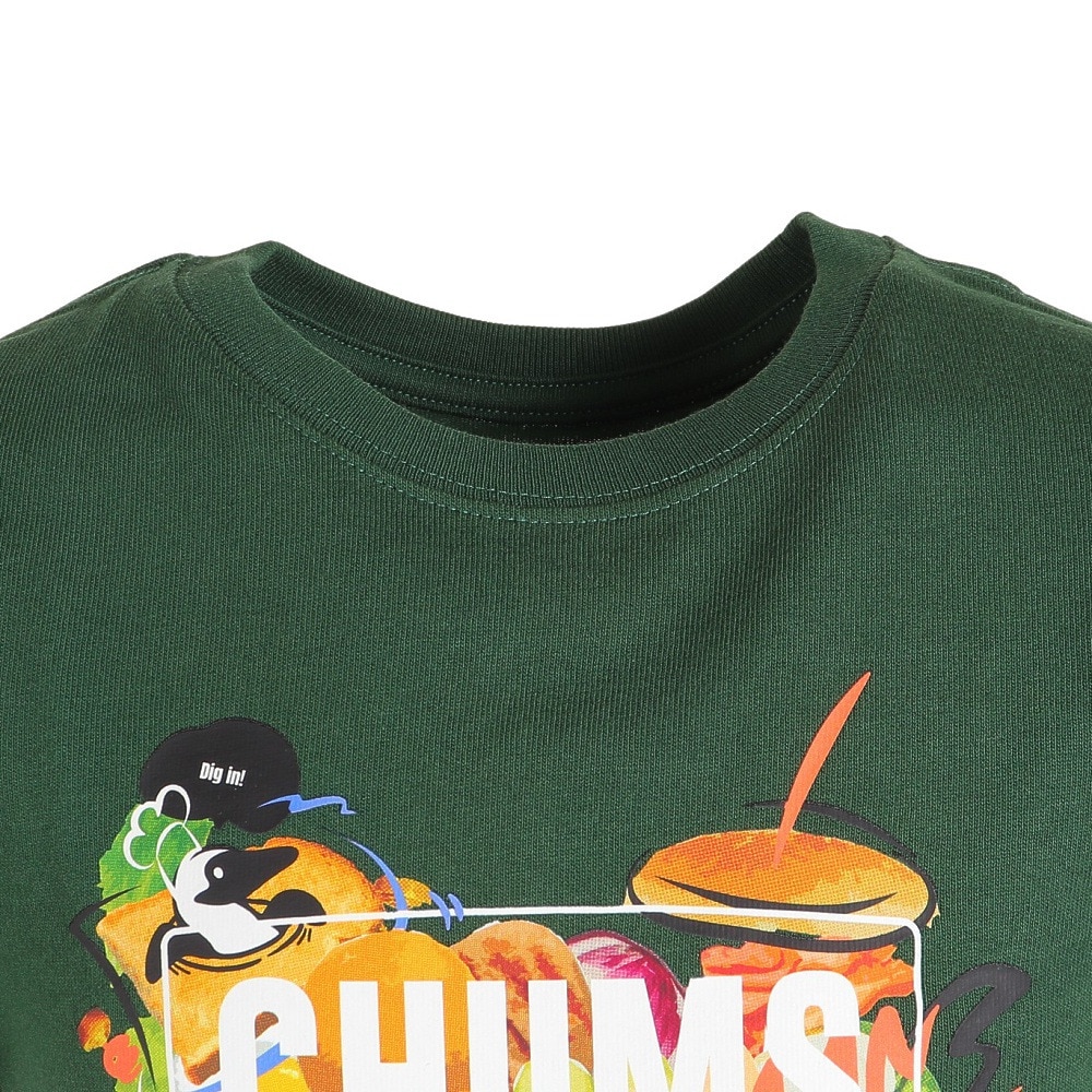 チャムス（CHUMS）（キッズ）ジュニア 半袖Tシャツ ビッグバーガーTシャツ CH21-1261-M080 グリーン