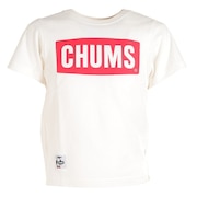 (キッズ)ジュニア 半袖ロゴTシャツ CH21-1280-W014 ホワイト×レッド