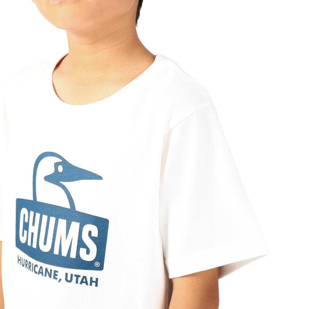 チャムス（CHUMS）（キッズ）ジュニア 半袖Tシャツ ブービーフェイスTシャツ CH21-1281-W015 ホワイト×ネイビー