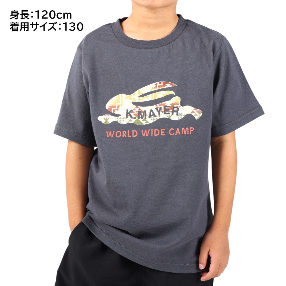 クリフメイヤー（KRIFF MAYER）（キッズ）ジュニア 半袖Tシャツ ラビットロゴ半袖Tシャツ 2247828K-17:CHARCOAL チャコールグレー