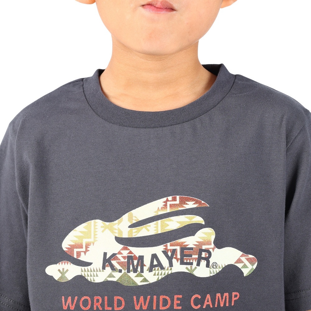クリフメイヤー（KRIFF MAYER）（キッズ）ジュニア 半袖Tシャツ ラビットロゴ半袖Tシャツ 2247828K-17:CHARCOAL チャコールグレー