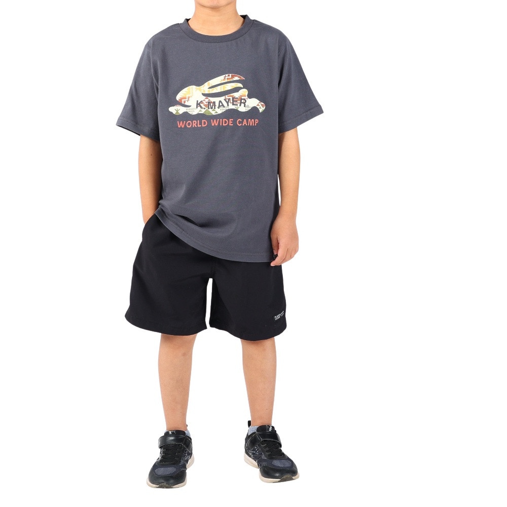 クリフメイヤー（KRIFF MAYER）（キッズ）ジュニア 半袖Tシャツ ラビットロゴ半袖Tシャツ 2247828K-17:CHARCOAL チャコールグレー