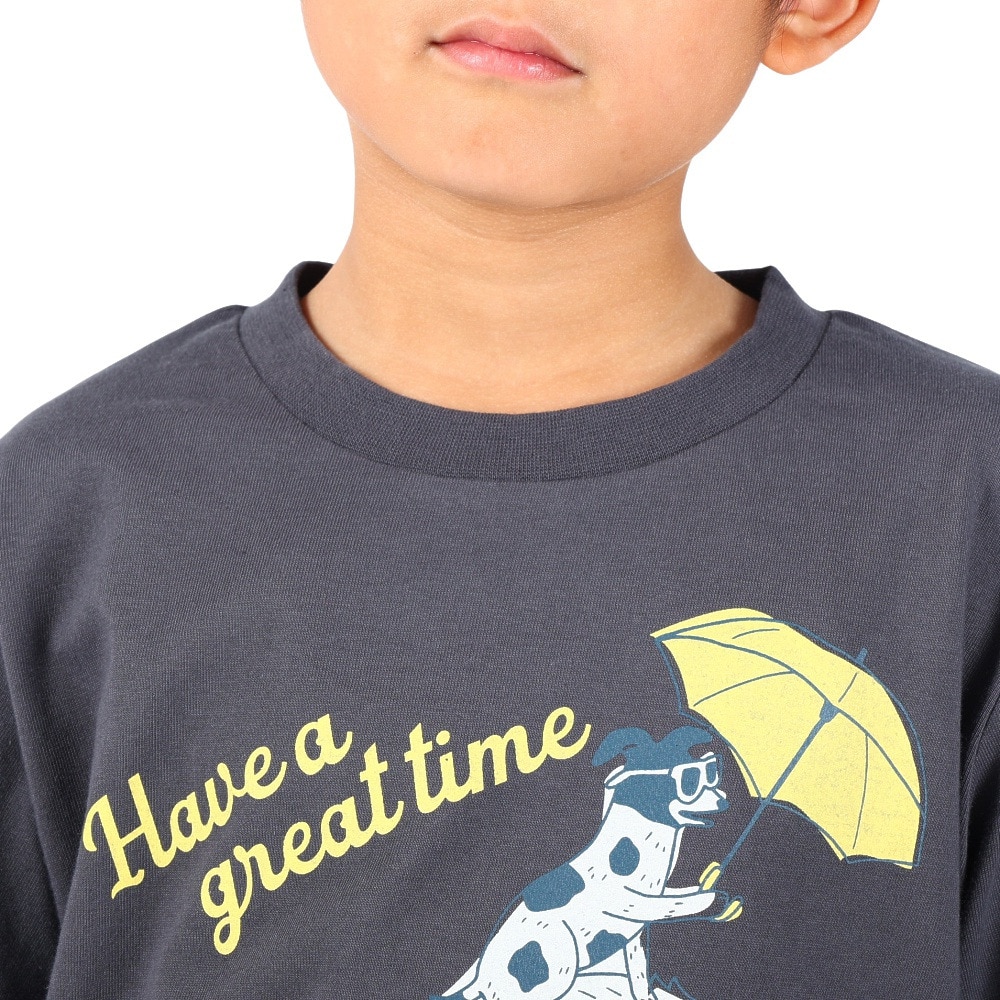 クリフメイヤー（KRIFF MAYER）（キッズ）ジュニア 半袖Tシャツ アニマルT クマ&犬 2247837K-17:CHARCOAL チャコールグレー