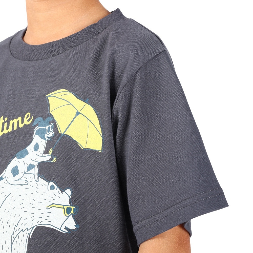 クリフメイヤー（KRIFF MAYER）（キッズ）ジュニア 半袖Tシャツ アニマルT クマ&犬 2247837K-17:CHARCOAL チャコールグレー