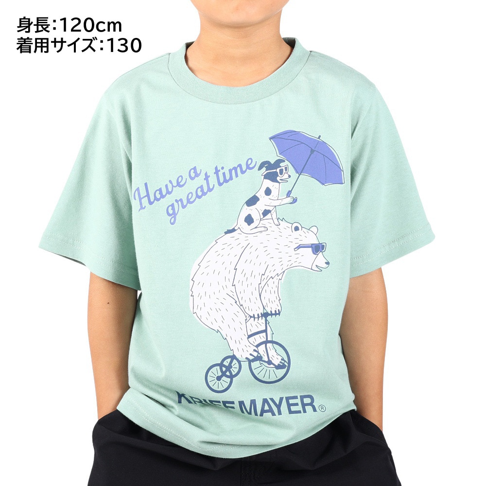 クリフメイヤー（KRIFF MAYER）（キッズ）ジュニア 半袖Tシャツ アニマルTシャツ クマ&犬 2247837K-70:SAX サックス